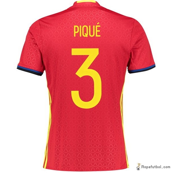 Camiseta España Replica Primera Ropa Pique 2016 Rojo